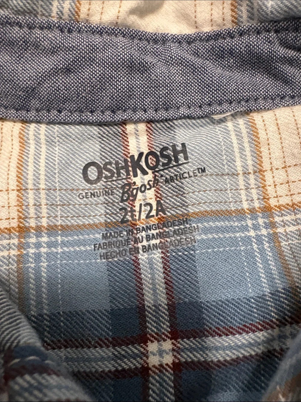 OshKosh B'gosh Toddler boy Brown Overalls and plaid shirt bundle